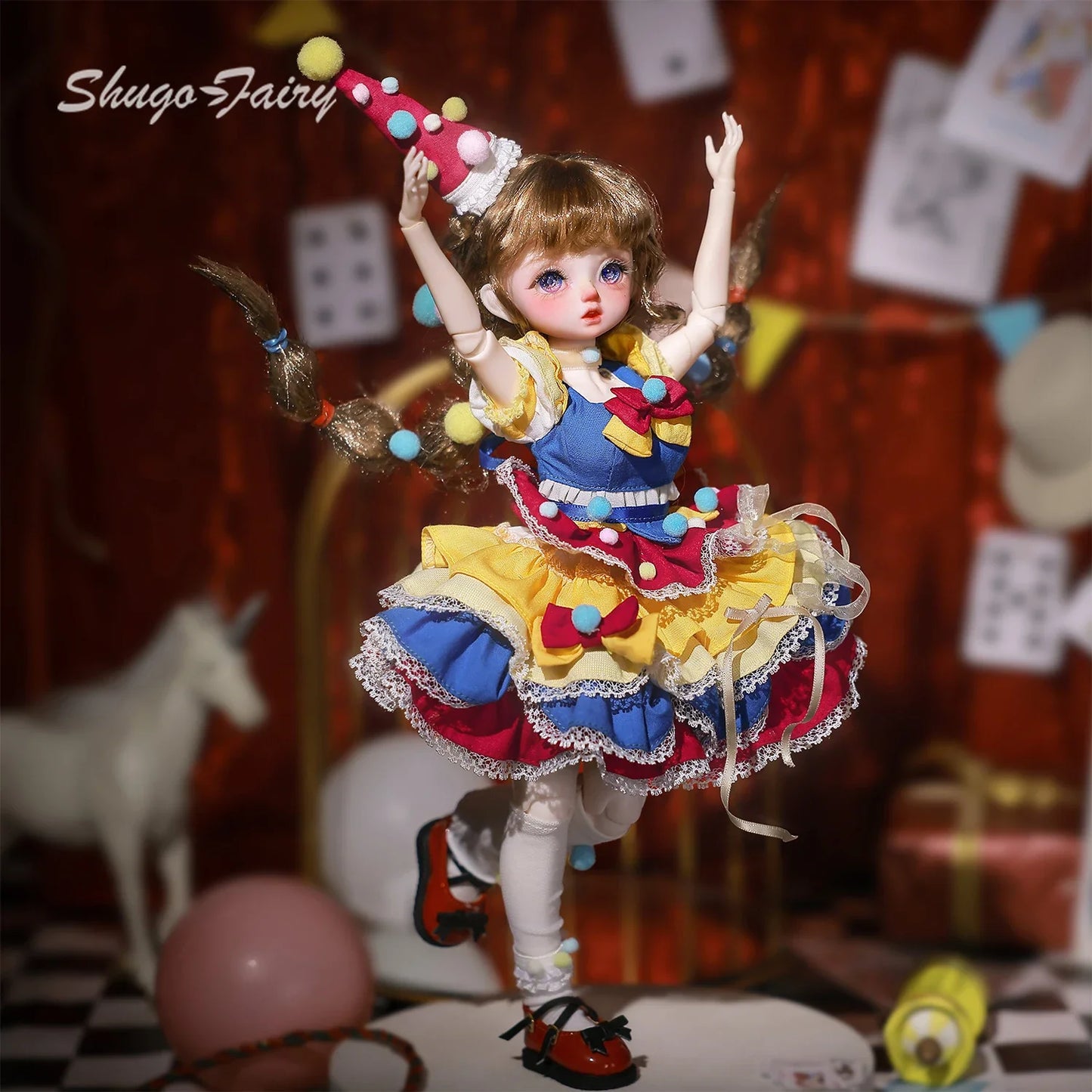 Circe C Momoko Handmade 1/6 BJD Doll Full Set - Circus Princess Resin Figure for Fairy Clown Acrobat - Shugafairy