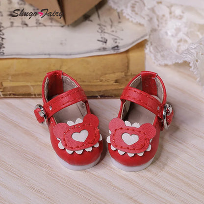 BJD Shoes 1/6 Omelet YOSD Dessert Bear Style Colorful Versatile Ball Jointed Doll Accessories Red Purple Heart Cookie Pattern