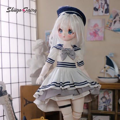 ShugaFairy Makoto C 1/4 BJD Navy Officer - Elf Pointed Ears Sailor Uniform & Anime Face Full Poseable Set | Elite Collection