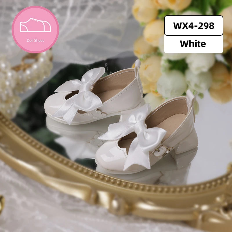 BJD Shoes 1/4 Doll House Accessories Thick High Heel Mary Jane Leather Doll Shoes - Mix and Match Accessories for BJD