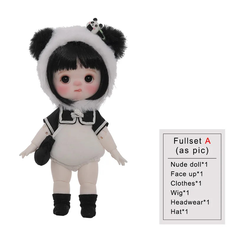 Amoyensis Doll BJD 1/8 Mey Body Baby Face Cute Panda Costume Resin Art Toys High Quality Full set Toy Facial Doll