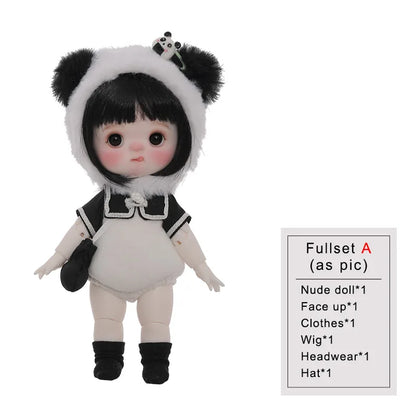 Amoyensis Doll BJD 1/8 Mey Body Baby Face Cute Panda Costume Resin Art Toys High Quality Full set Toy Facial Doll