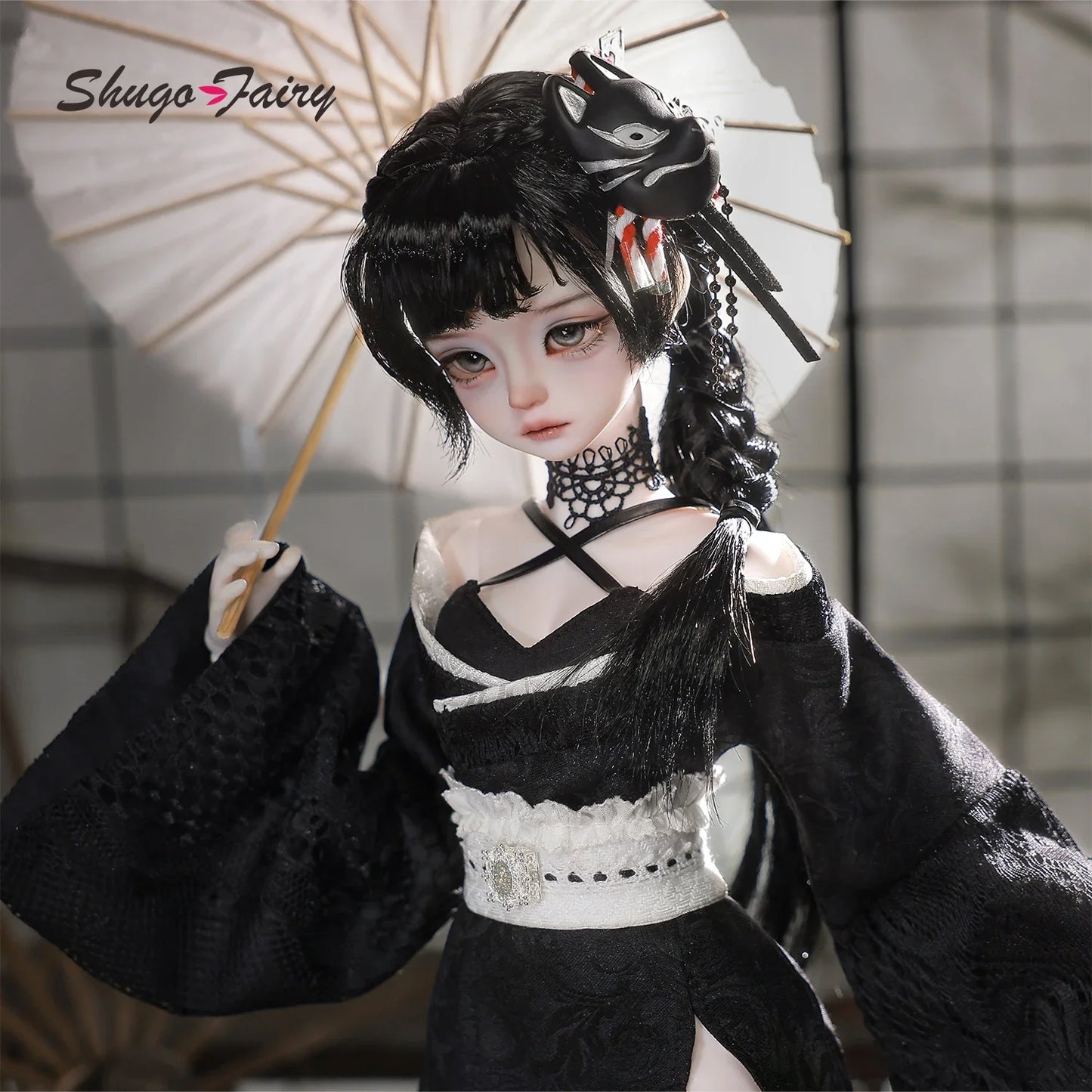 Kikyou E 1/4 BJD Armed Princess - Yakuza Mafia Style Japanese Silk Wafuku & Thigh High Full Set  | Shugafairy Y2K Retro