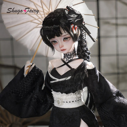 Kikyou E 1/4 BJD Armed Princess - Yakuza Mafia Style Japanese Silk Wafuku & Thigh High Full Set  | Shugafairy Y2K Retro