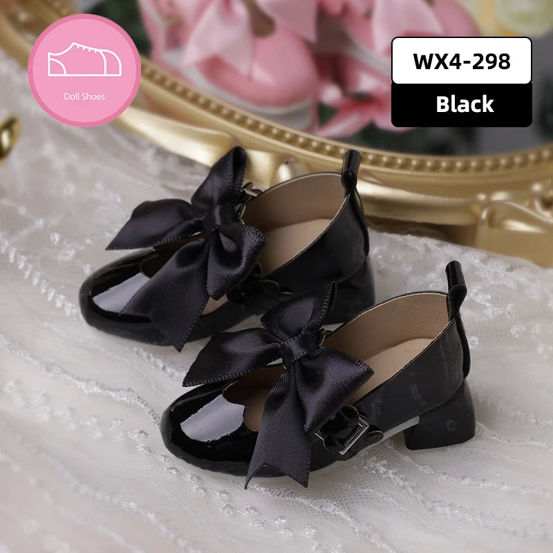 BJD Shoes 1/4 Doll House Accessories Thick High Heel Mary Jane Leather Doll Shoes - Mix and Match Accessories for BJD