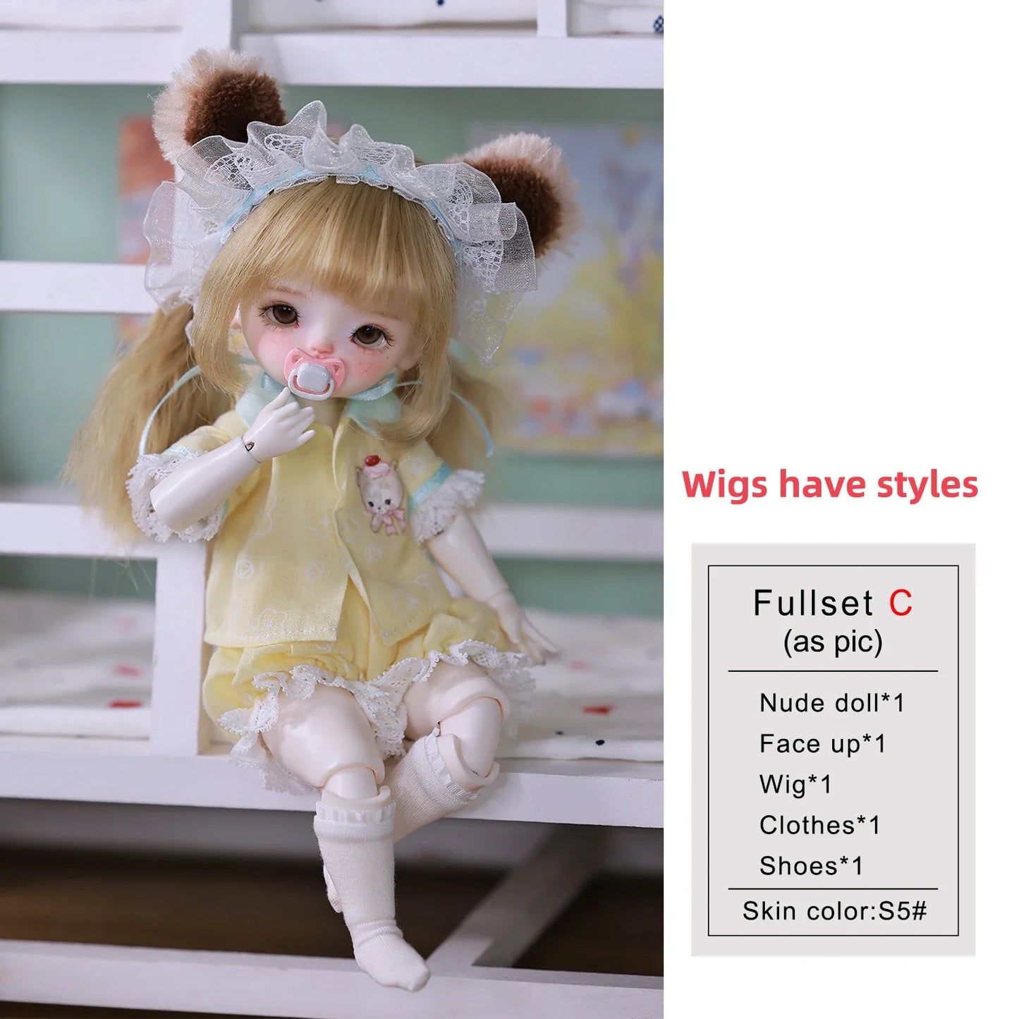 May C BJD - Adorable 1/6 Anime Baby Doll | Pacifier & Poseable Full Set