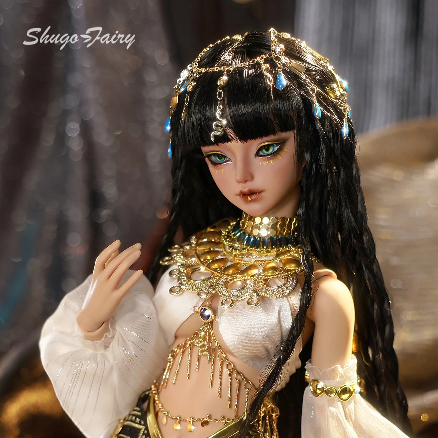 Snake B Egyptian Serpent-Eyed BJD 1/4 Fullset - Humanoid Snake Goddess Uraeus & Handmade Was-scepter Ancient Inspired ShugaFairy
