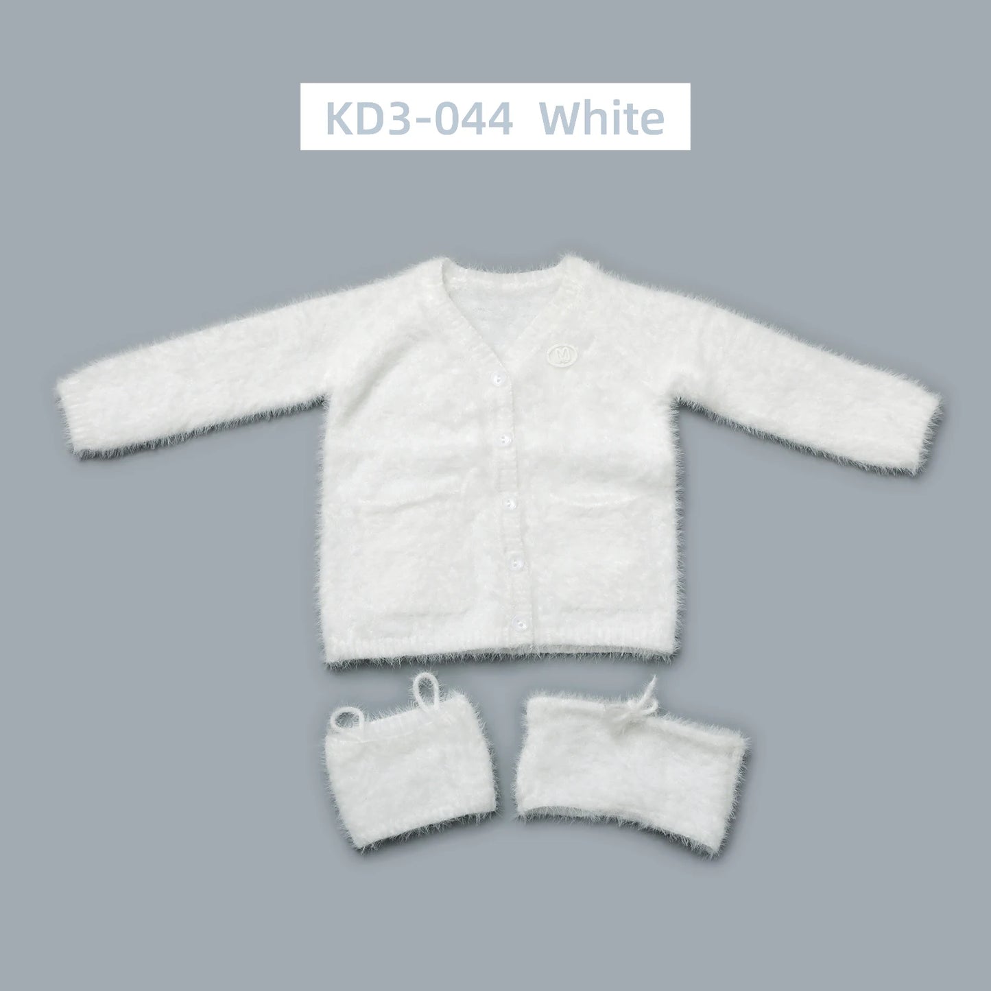 1/3 1/4 in stock fluffy outfits cardigan+ vest+ pants clothes set 58-65cm puyoodoll BJD