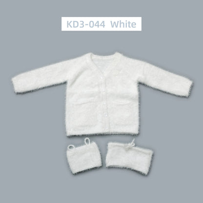 1/3 1/4 in stock fluffy outfits cardigan+ vest+ pants clothes set 58-65cm puyoodoll BJD