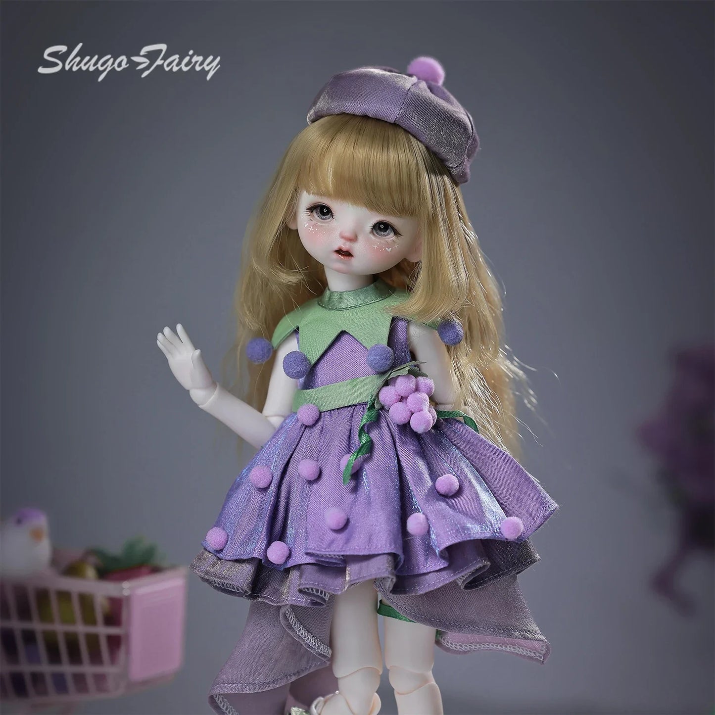 Qiqi A 1/6 BJD Doll - Baby Face Purple Princess Grape Sweet Lolita Style Korean Anime Ball-Jointed Doll Full Set | ShugaFairy