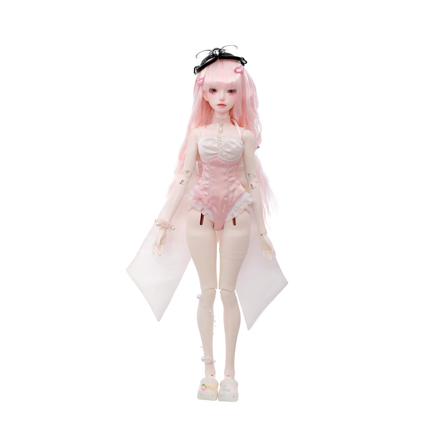 BJD Doll 1/4 Julia D Full Set with Ballet Beach Outfits Pink Wig Full Bust Body Swimsuit Ball Jointed Doll Shugafairy
