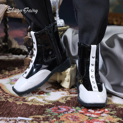 Bjd Shoes 1/3 Yunus Body 10.3cm Elegant and Fashionable Figure Shoes  Shiny Leather Ankle Boots Doll Accessories