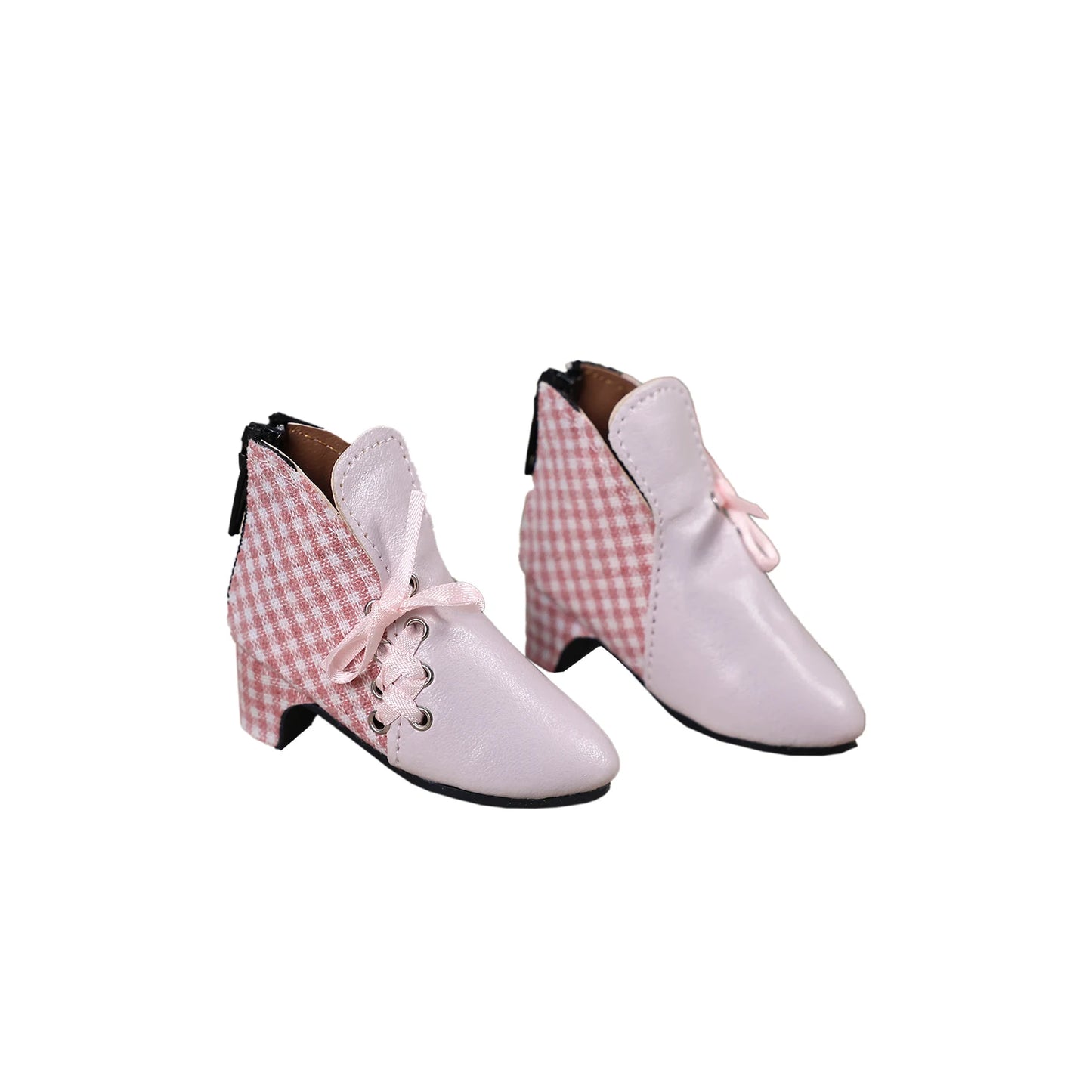 Bjd Doll Shoes 1/4 Fits Luts Body Suede Check Patchwork Chelsea Shoes for High-heeled WX4-141 Bjd Doll Accessories Shugafairy