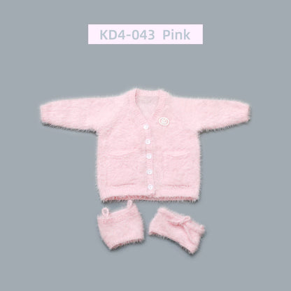 1/3 1/4 in stock fluffy outfits cardigan+ vest+ pants clothes set 58-65cm puyoodoll BJD