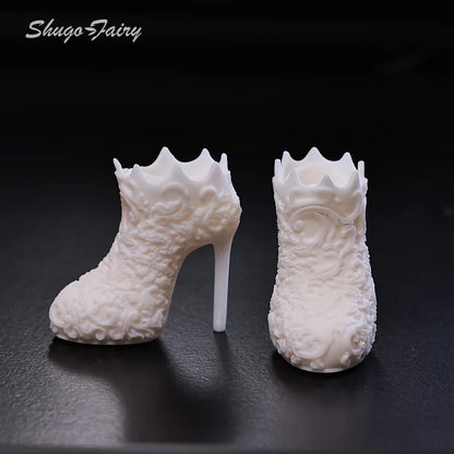 BJD Shoes 1/4 Bjd Dolls High Heeled Suction Foot Fashion Carved Shoes BJD Accessories 1/4 Minifee Girl Body Bjd Doll Shoes