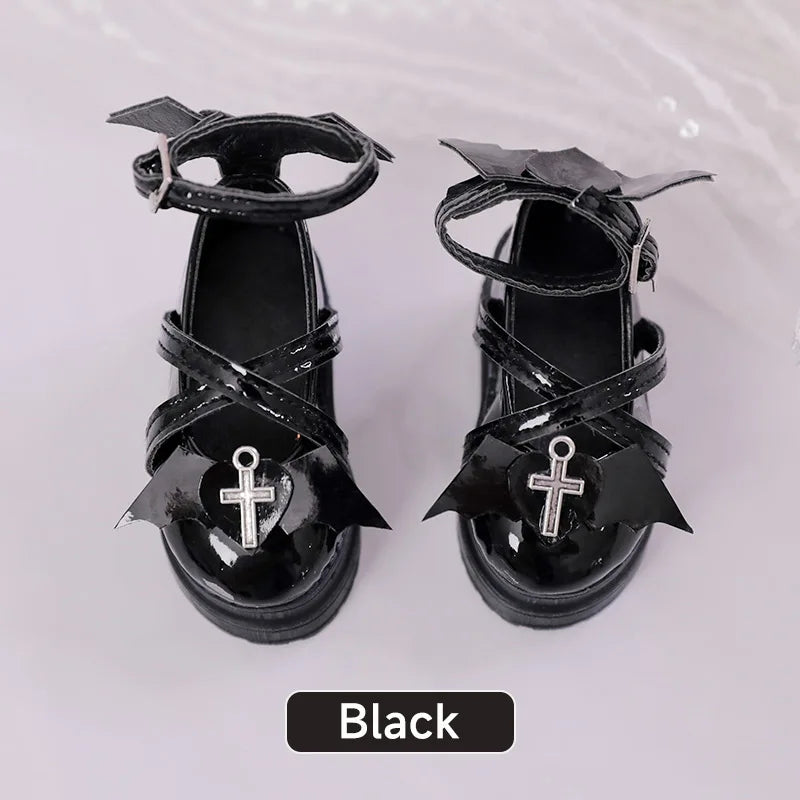 BJD Shoes 1/4 Halloween Thanksgiving Fashion Leather Shoes Red Heart Angel Wing Pattern Colorful Jointed Doll Accessories