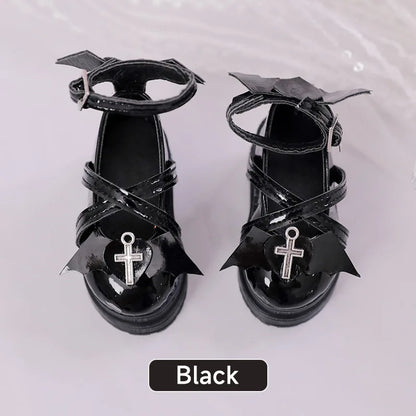 BJD Shoes 1/4 Halloween Thanksgiving Fashion Leather Shoes Red Heart Angel Wing Pattern Colorful Jointed Doll Accessories