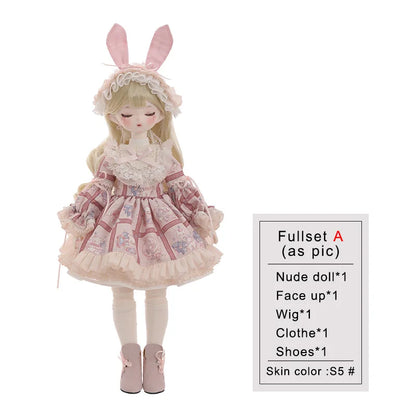 ShugaFairy 1/4 BJD Doll Beryl - Sakura Theme Sleep Eyes Resin Body Full Set with Bunny Ears & Outfit