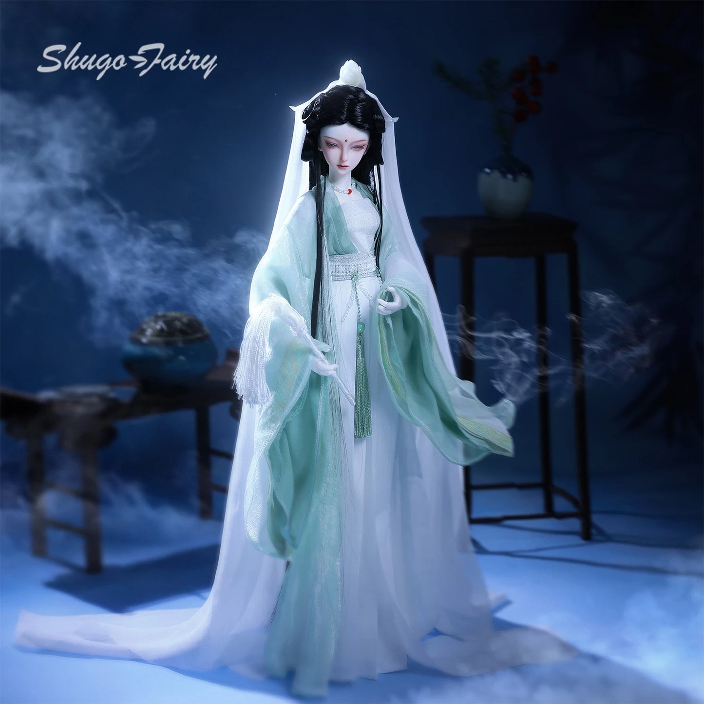 BJD Doll 1/4  Lunai Chinese Myth Shugafairy - Handmade Taoist Priestess Full Set W/ Imperial Crown Artisan Resin