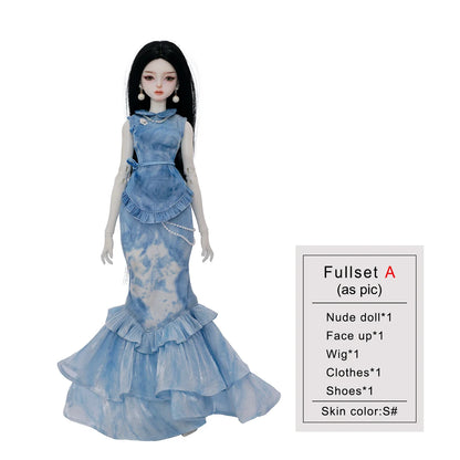 ShugaFairy Sophia A 1/4 BJD - Frost Scholar Resin Figure Neo-Chinese Silk Cheongsam with Mermaid Skirt Full Set Collectible