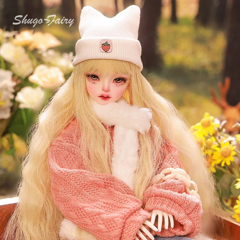 Bee BJD Doll 1/4 MioA Fullset Warm Winter Bright Pink Sweater Skinny Denim Skirt Wool Scrafs Sweet Toy for Girls Shugafairy