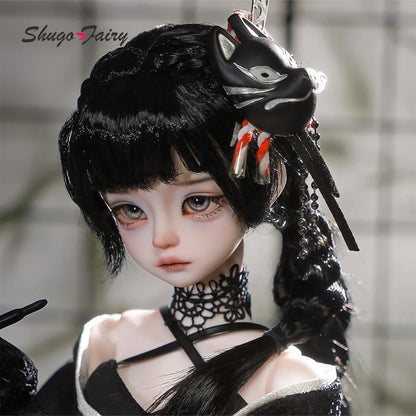 Kikyou E 1/4 BJD Armed Princess - Yakuza Mafia Style Japanese Silk Wafuku & Thigh High Full Set  | Shugafairy Y2K Retro