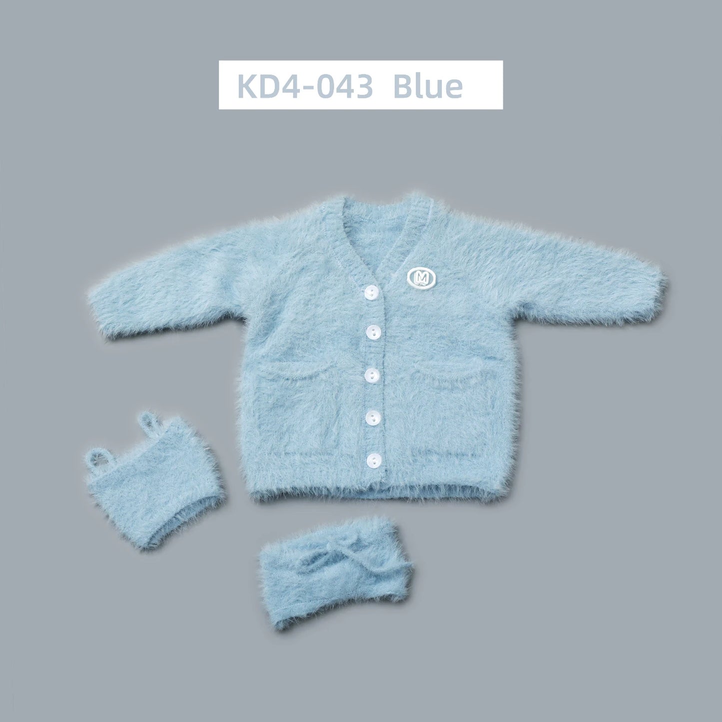 1/3 1/4 in stock fluffy outfits cardigan+ vest+ pants clothes set 58-65cm puyoodoll BJD