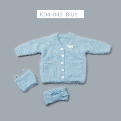 1/3 1/4 in stock fluffy outfits cardigan+ vest+ pants clothes set 58-65cm puyoodoll BJD