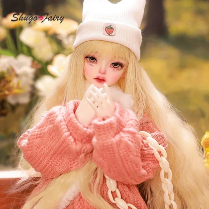 Bee BJD Doll 1/4 MioA Fullset Warm Winter Bright Pink Sweater Skinny Denim Skirt Wool Scrafs Sweet Toy for Girls Shugafairy