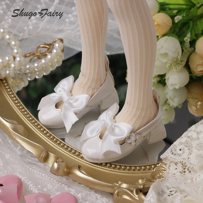 BJD Shoes 1/4 Doll House Accessories Thick High Heel Mary Jane Leather Doll Shoes - Mix and Match Accessories for BJD