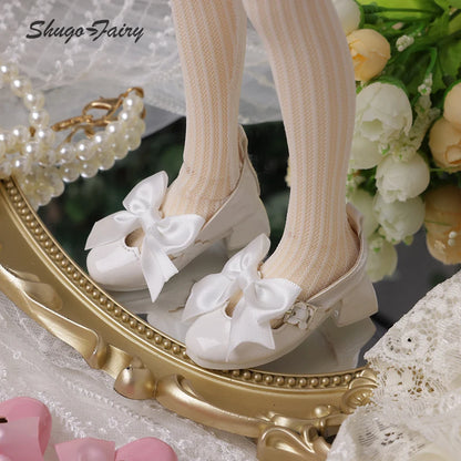 BJD Shoes 1/4 Doll House Accessories Thick High Heel Mary Jane Leather Doll Shoes - Mix and Match Accessories for BJD