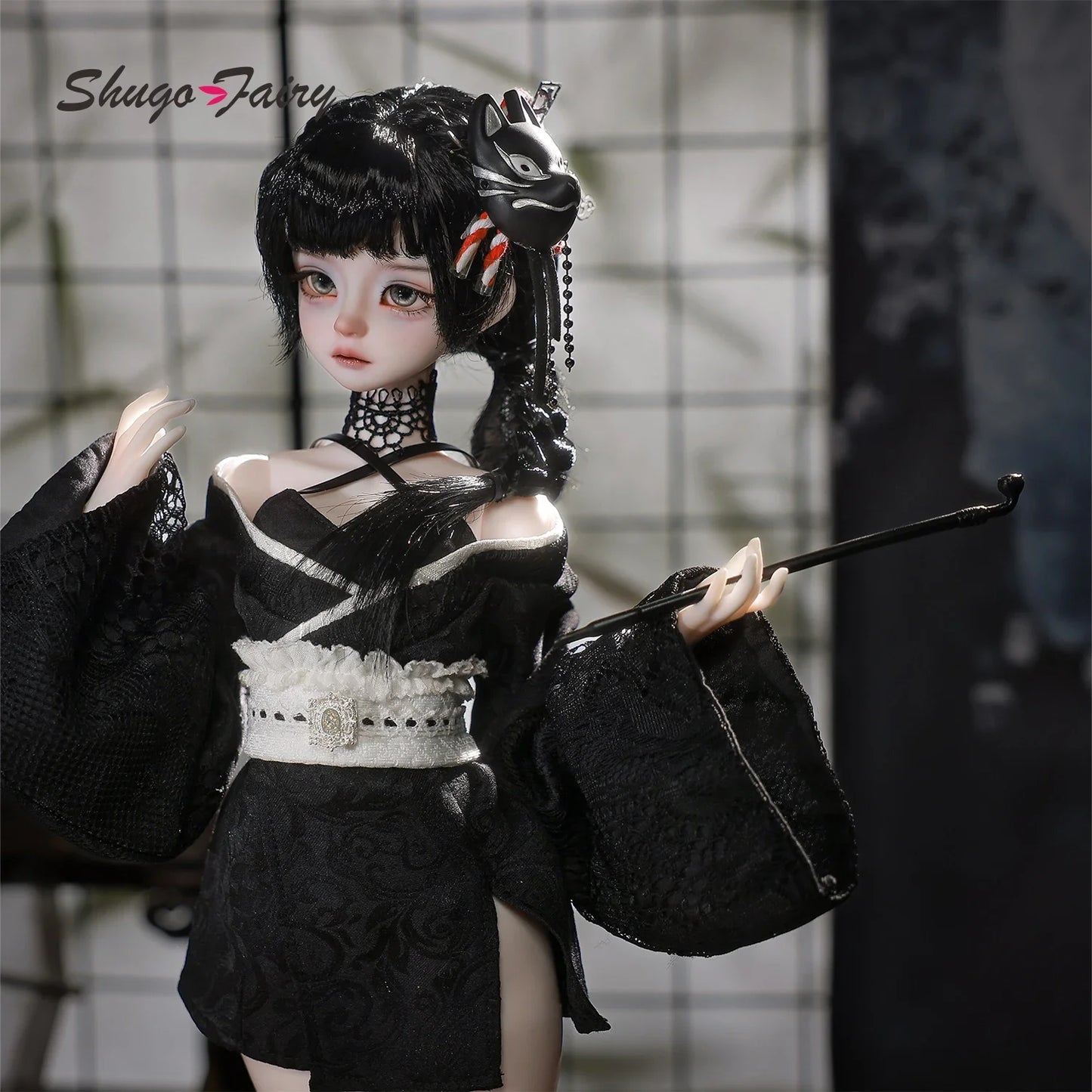 Kikyou E 1/4 BJD Armed Princess - Yakuza Mafia Style Japanese Silk Wafuku & Thigh High Full Set  | Shugafairy Y2K Retro