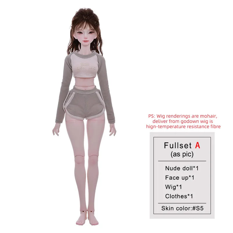 Xana BJD Doll 1/4 Barly Pilates Vital Fitness Girl Home Sport Style Gray Green Fashion Toy for Girl Shugafairy