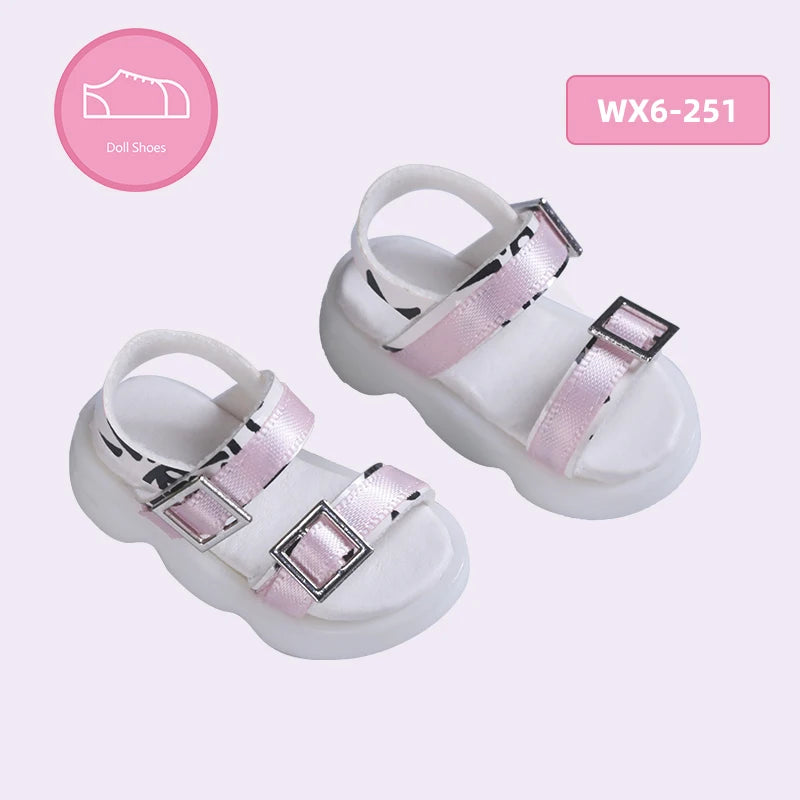 BJD Shoes 1/6 Yosd Body 5.3cm Casual Sandals White Base Pink Embellishment Doll Accessories