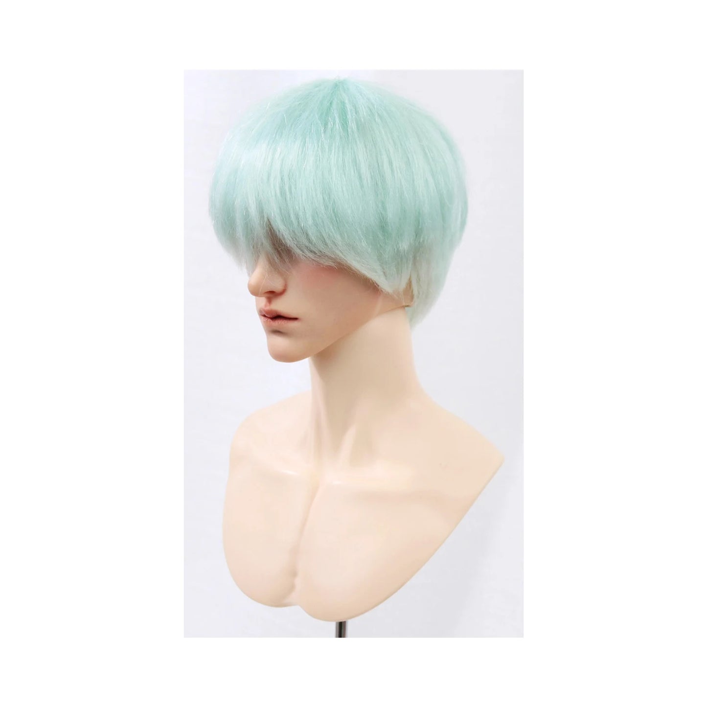 BJD Wig 1/3 Scale Unisex Short Bob (23cm Head Circ) Mint Green Soft Textured Doll Hair Base Doll Accessories