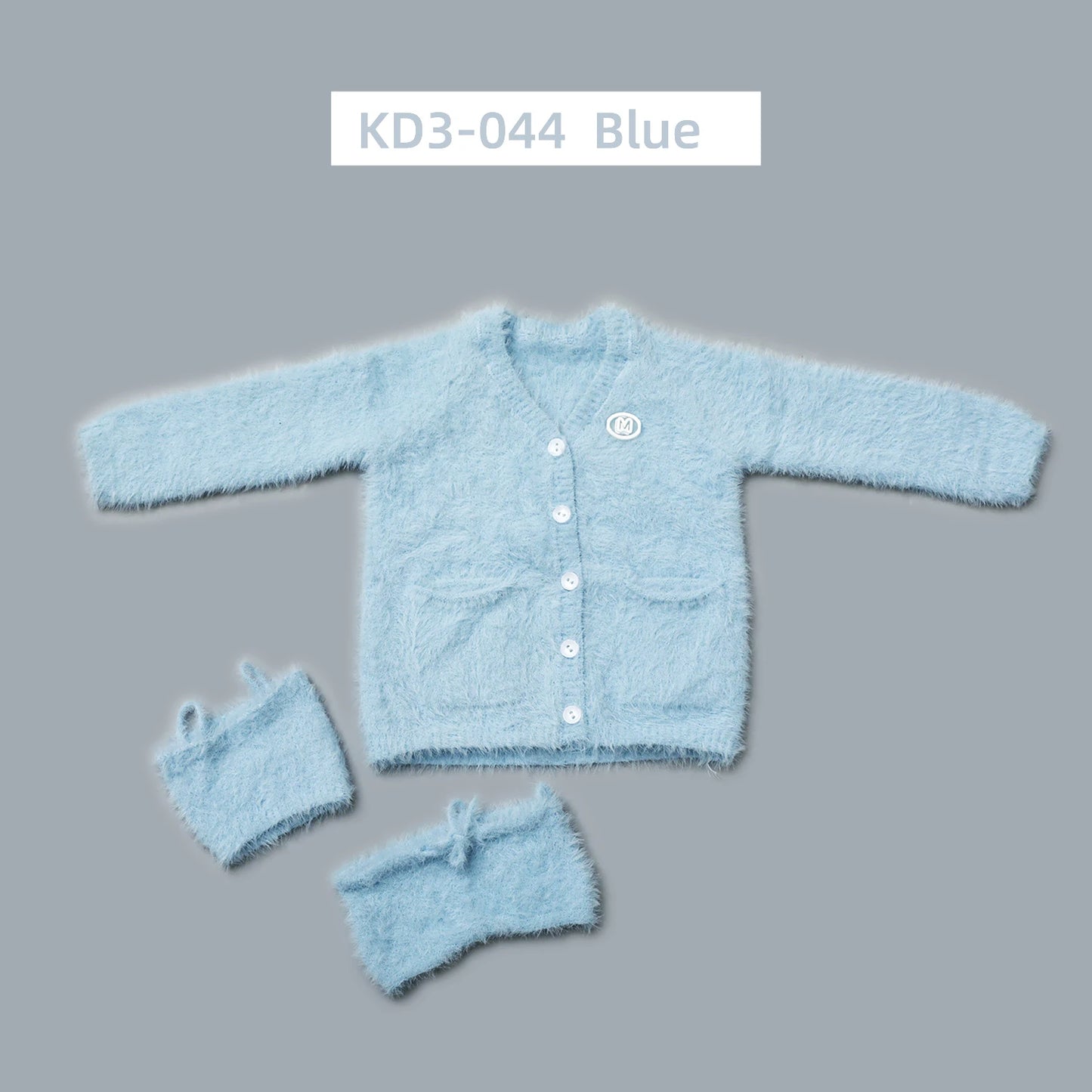 1/3 1/4 in stock fluffy outfits cardigan+ vest+ pants clothes set 58-65cm puyoodoll BJD