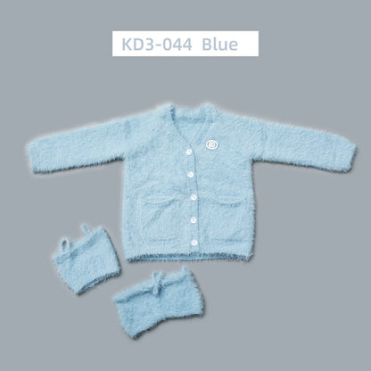 1/3 1/4 in stock fluffy outfits cardigan+ vest+ pants clothes set 58-65cm puyoodoll BJD