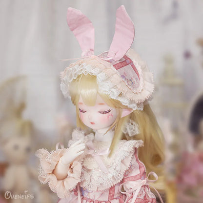 ShugaFairy 1/4 BJD Doll Beryl - Sakura Theme Sleep Eyes Resin Body Full Set with Bunny Ears & Outfit