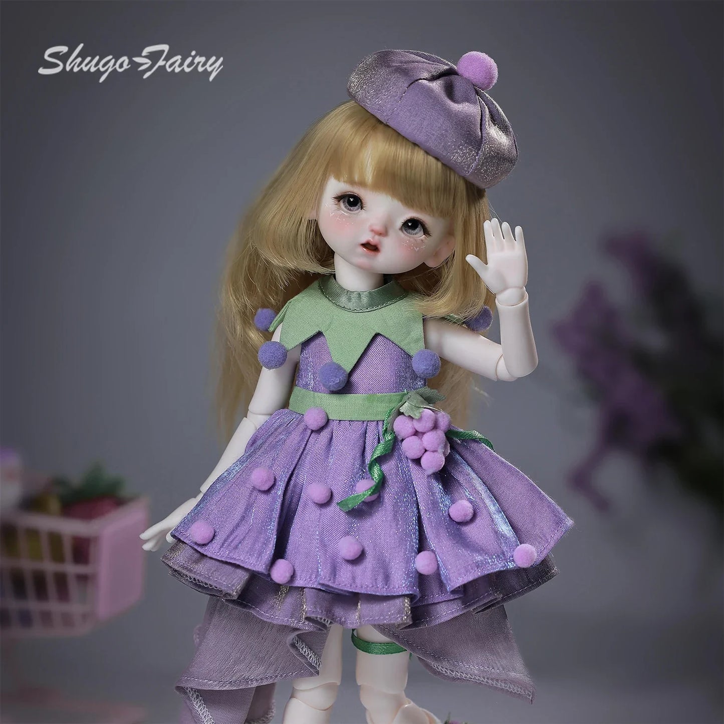 Qiqi A 1/6 BJD Doll - Baby Face Purple Princess Grape Sweet Lolita Style Korean Anime Ball-Jointed Doll Full Set | ShugaFairy