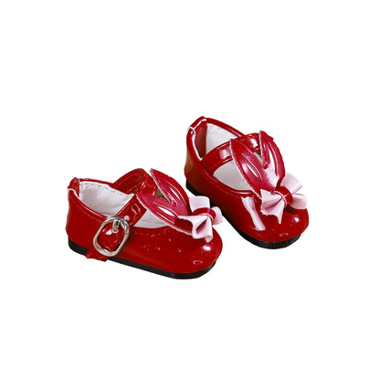 BJD Shoes 1/6 Rabbit Ear Element Mini Red Flat Leather Shoes Ball Jointed Doll Accessories