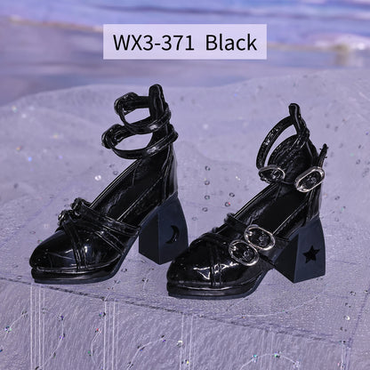 BJD Shoes Hollow High Heels for 1/3 Roselle BJD Doll Toy Platform Heels Black Pink Colors Shoes Dolls Accessories