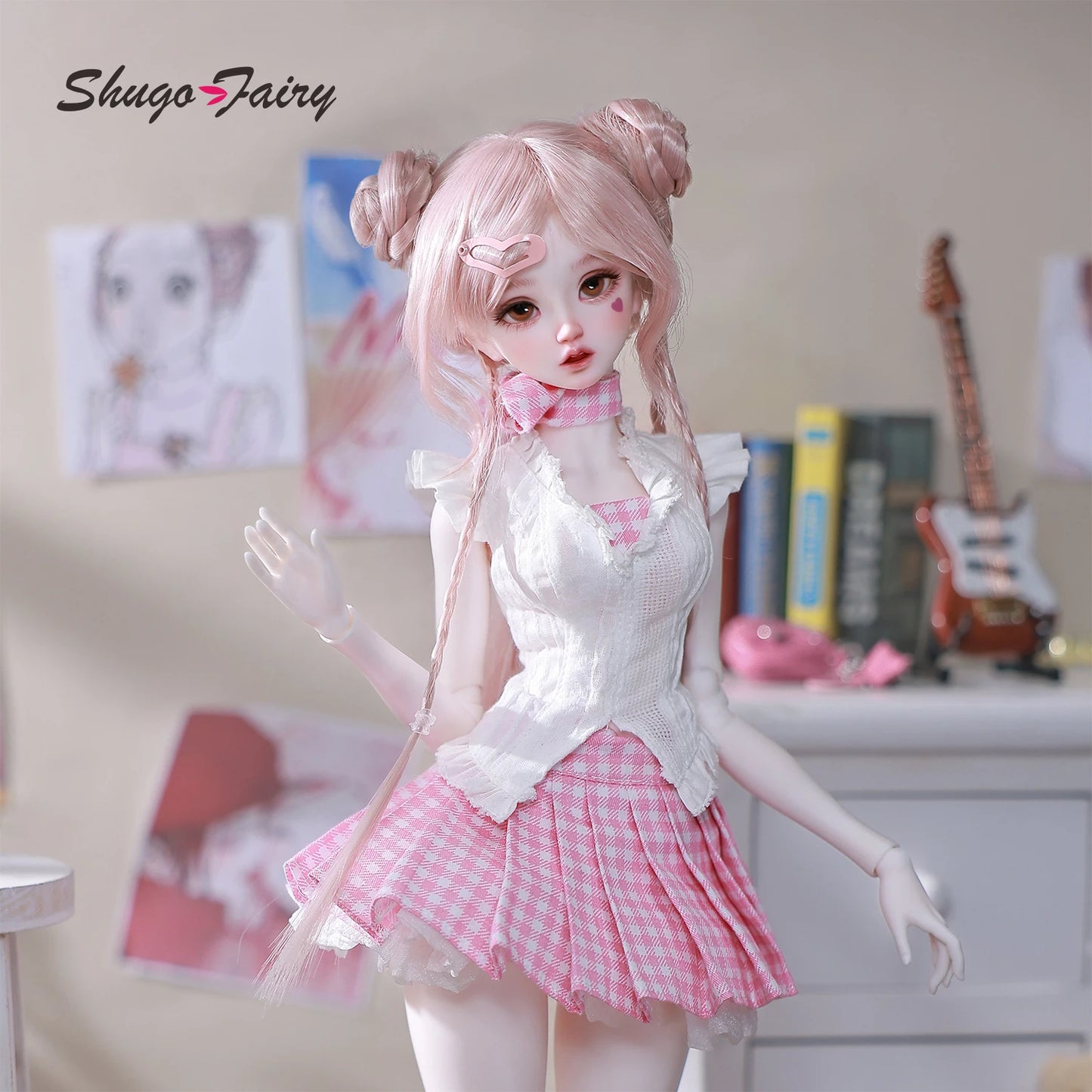 Shuga Fairy Wig Bjd Doll Hair 1/4 BJD Wigs with Long Straight Hair Head Circumference 17cm Doll Accessories