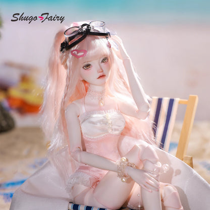 BJD Doll 1/4 Julia D Full Set with Ballet Beach Outfits Pink Wig Full Bust Body Swimsuit Ball Jointed Doll Shugafairy