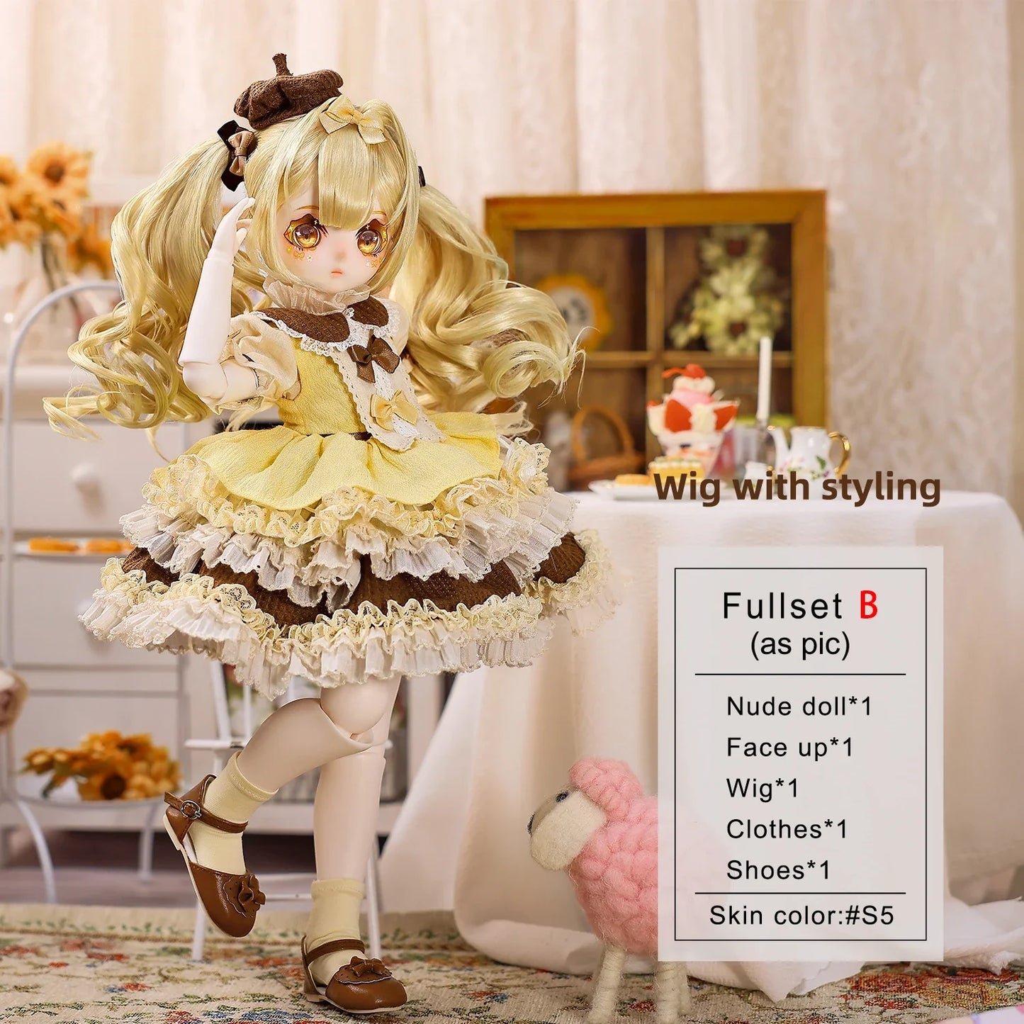 Shugafairy Original 1/4 BJD Makoto B Sweet Pudding Theme Hand-Painted Dessert Makeup & Jointed Body Full Set Resin Art Doll