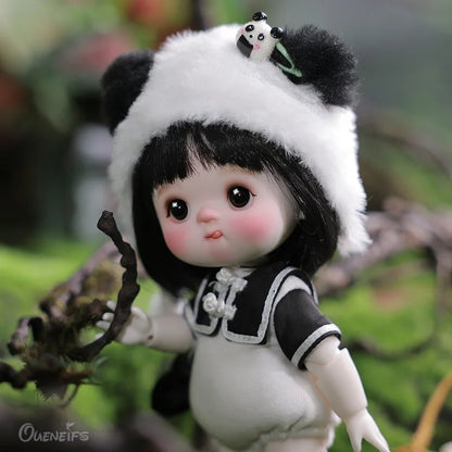 Amoyensis Doll BJD 1/8 Mey Body Baby Face Cute Panda Costume Resin Art Toys High Quality Full set Toy Facial Doll