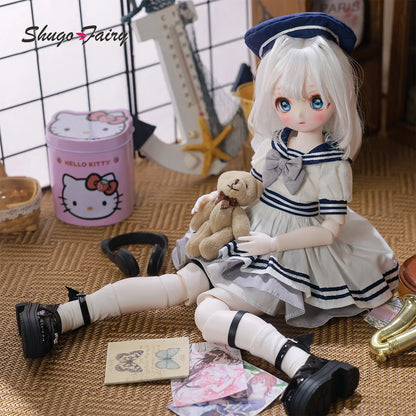 ShugaFairy Makoto C 1/4 BJD Navy Officer - Elf Pointed Ears Sailor Uniform & Anime Face Full Poseable Set | Elite Collection
