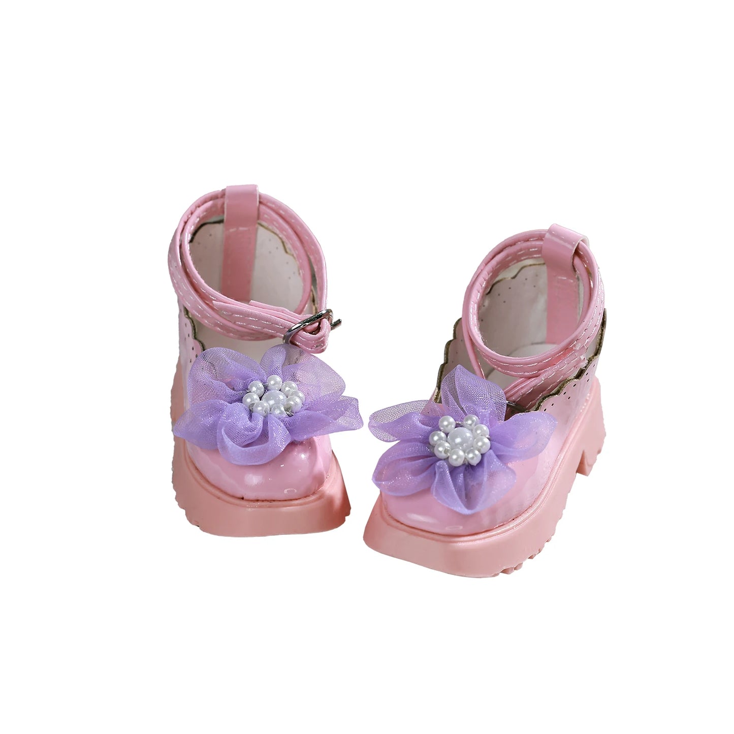 Shuga Fairy Bjd 1/4 Shoes for Female Mini Toy Cute Flower Leather Shoes Block Heel Shoe WX4-224 Bjd Accessories