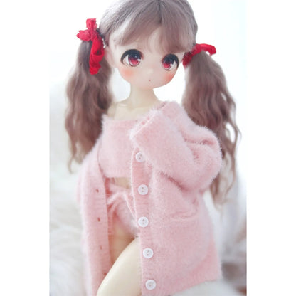 1/3 1/4 in stock fluffy outfits cardigan+ vest+ pants clothes set 58-65cm puyoodoll BJD